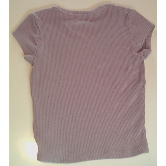 Frankee & Skylar Short Sleeve Juniors Medium Violet Ribbed Shirt - Picture 3 of 4